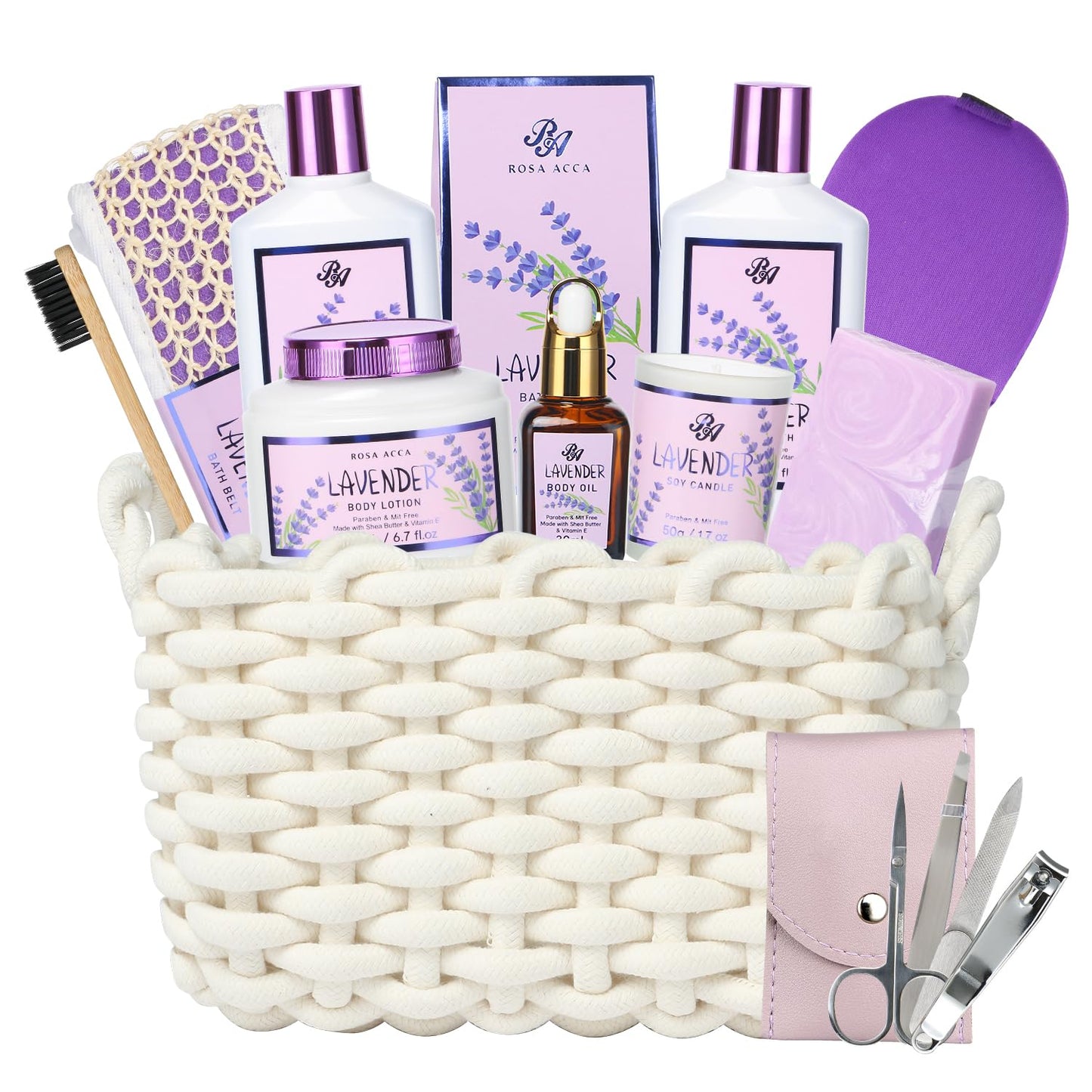 Spa Gifts for Women -  12Pcs Spa Gift Baskets Lavender Scented Includes Body Wash, Bubble Bath, Manicure Set. Gifts for Mom, Birthday Gifts, Home Spa Kit Gift for Her